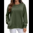 thumbnail image 2 of Sudadera Informal de Cuello Redondo para Mujer, Holgada, Suave y de Larga. Verde M, 2 of 10