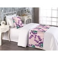 thumbnail image 2 of Lavender Pattern Bed Runner Set, Watercolor Romantic Botany Artwork with Floral Boho and Leaves, Decorative Bedding Scarf & a Pillow Sham for Hotels Homes, Twin, Jade Green and Purple, by Ambesonne, 2 of 3