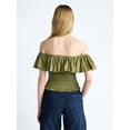 thumbnail image 3 of Scoop Women’s and Women’s Plus Off-the-Shoulder Smocked Ruffle Cotton Top, Sizes XS-4X, 3 of 5