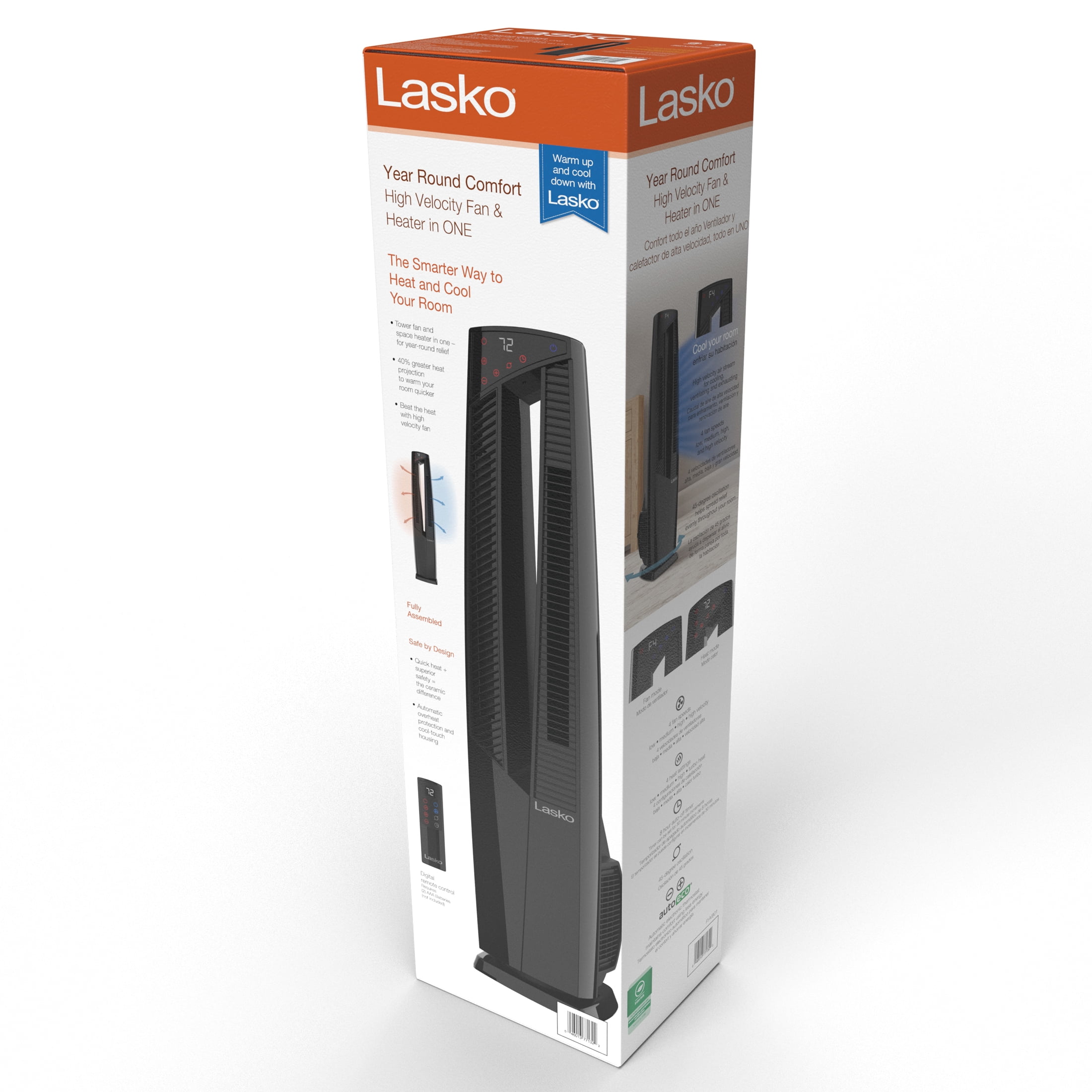 Lasko 1500W All Season Tower Fan and Space Heater with Remote, FHV801,  Black, New - Walmart.com