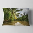 thumbnail image 2 of Designart Tropical River with Bent Coconut Palm - Landscape Printed Throw Pillow - 12x20, 2 of 5