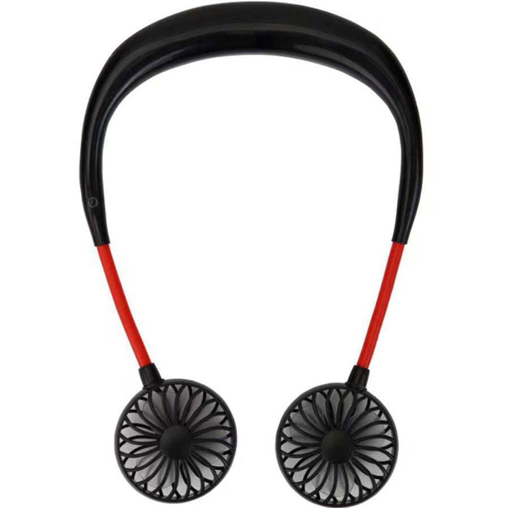 Portable USB Rechargeable Neckband Lazy Neck Hanging Dual Cooling Mini Fan 