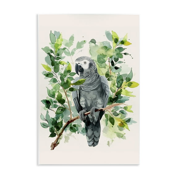 Stupell Industries Tropical Perched Parrot Animals Painting Unframed Art Print Wall Art, 10 x 15
