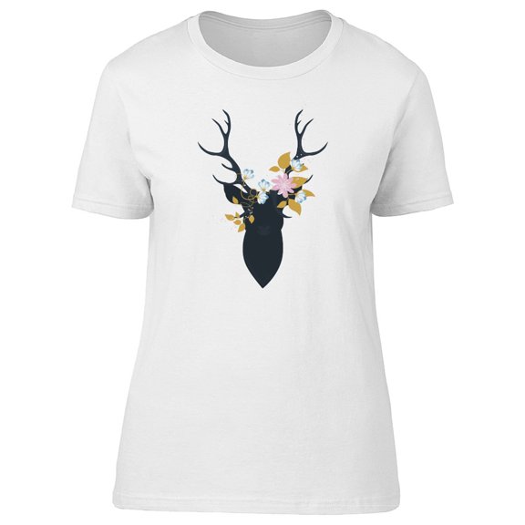 Beautiful Floral Deer Silhouette Tee Women's -Image by Shutterstock
