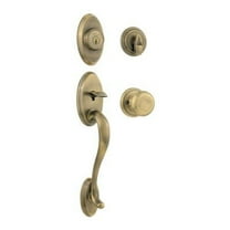Kwikset Shelburne Sgl Cyl Handleset w/Juno Knob in AB