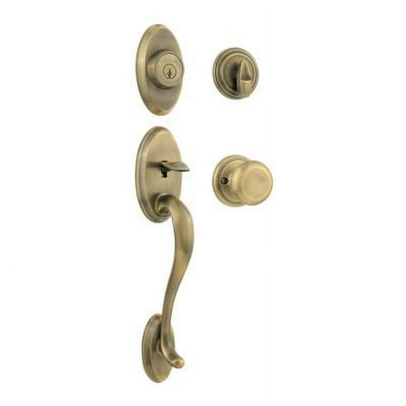 Kwikset Shelburne Sgl Cyl Handleset w/Juno Knob in AB