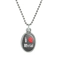 thumbnail image 1 of I Heart Metal Love Funny Humor Antiqued Oval Charm Pendant with Chain, 1 of 4
