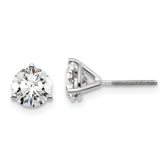 14k White Gold 1 1/2 carat total weight Round SI1/SI2 G H I Lab Grown Diamond Screw Back 3 Prong Stud Post Earrings 14k White Gold Earrings
