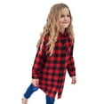 thumbnail image 3 of GYRATEDREAM Toddler Baby Girls Mid-length Plaid Shirt Jacket Kids Flannel Long Sleeve Lapel Button down Warm Thicken Shirt Coat Top with Pockets Children Fall Winter Clothes for 3-14Y, 3 of 5