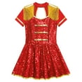 thumbnail image 5 of JanJean Girls Circus Royal Guard Halloween Costume Sequin Tassel Drum Majors Majorette Cosplay Red 14, 5 of 7