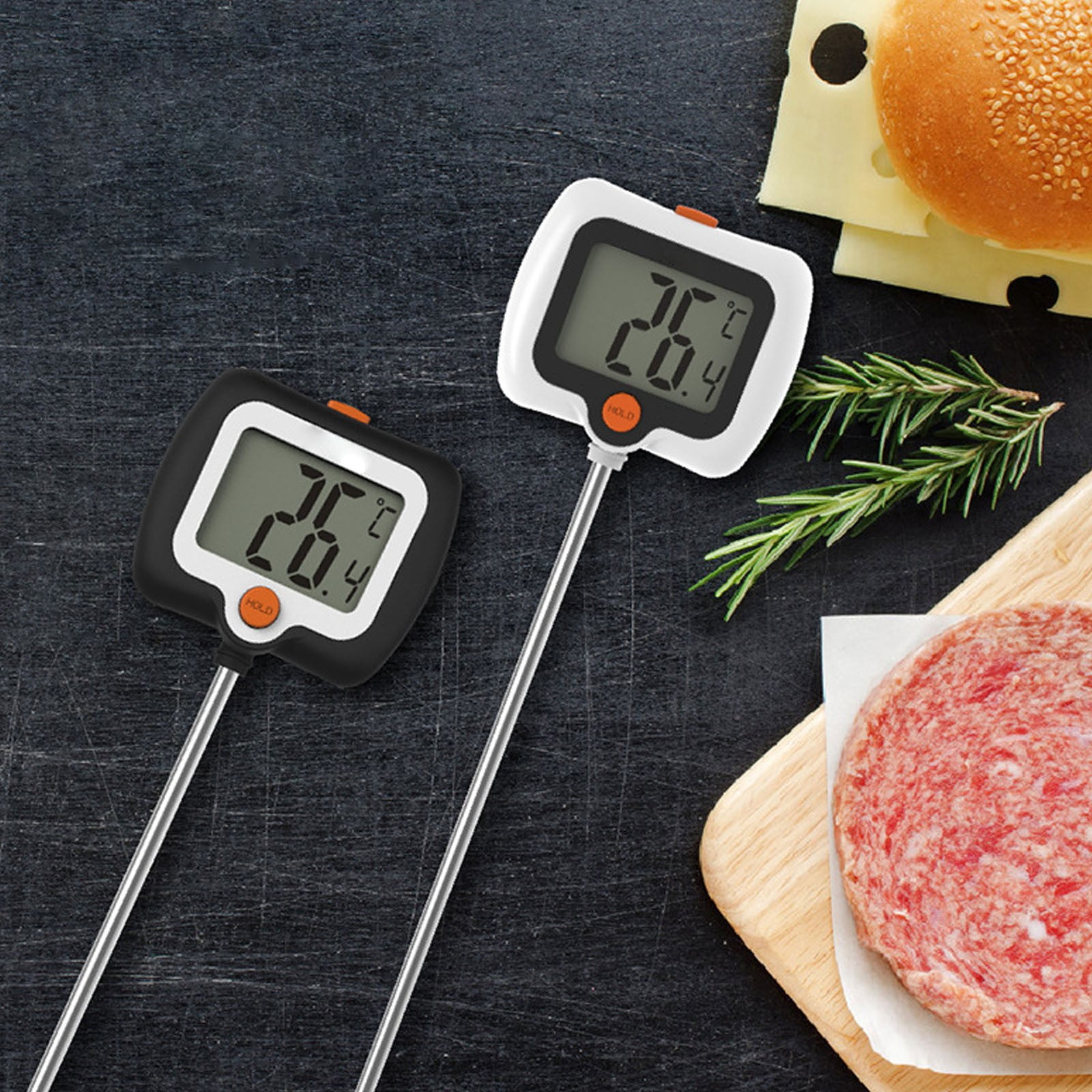 ZFSBZBS Long Digital Candy Thermometer with Pot Clip,Deep Fry Thermometer,Rotating Display, Best Instant Read Food Meat Thermometer for Candy Making or Deep Frying,Black