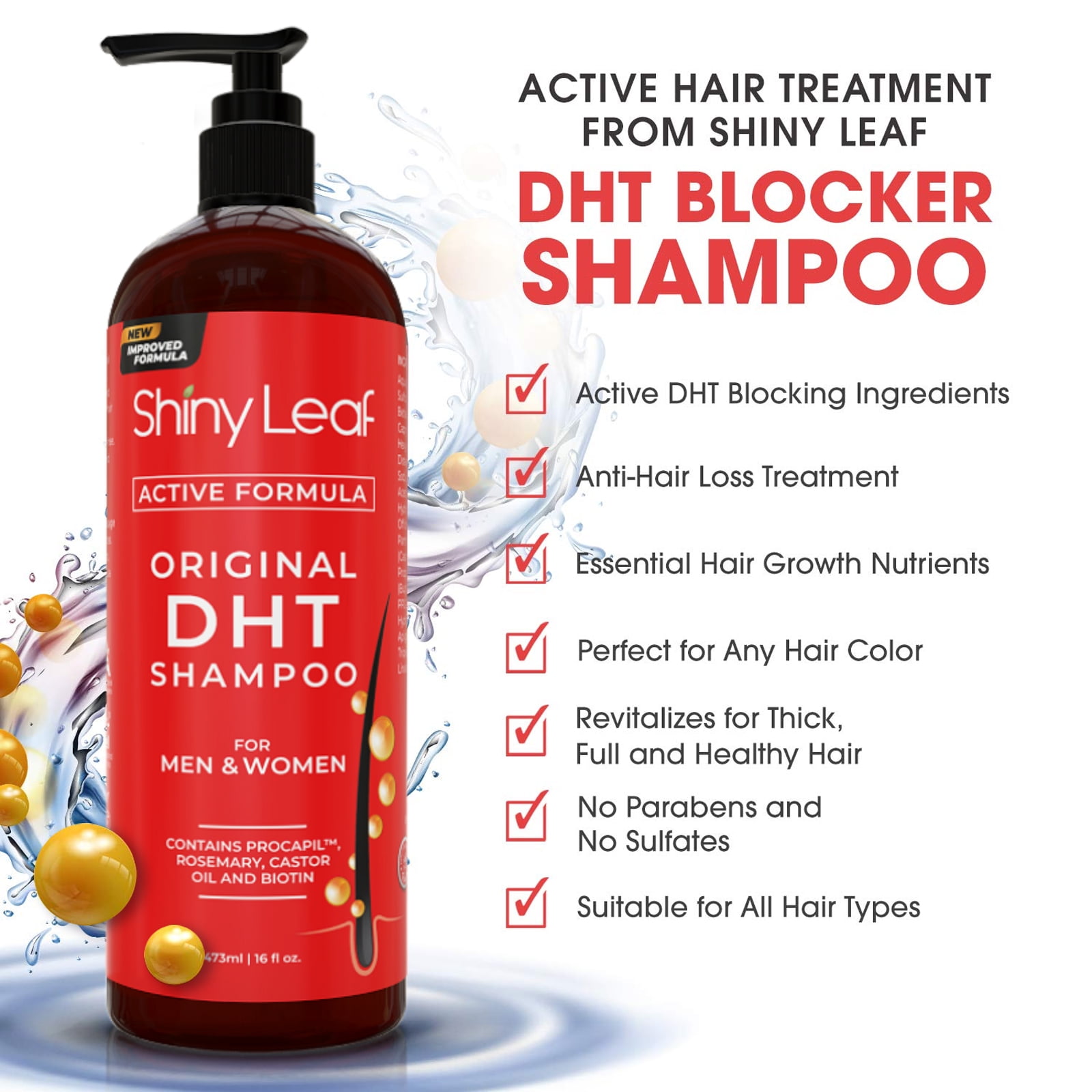 Shiny Leaf DHT Blocking Shampoo and Conditioner for Hair Loss with Biotin All Hair Types - Thinning Shampoo and Conditioner for Men and Women - Walmart.com
