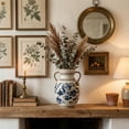 thumbnail image 6 of BUYMAX Light Blue Ceramic Vase, Vintage Two-Handle Vase for Flower Arrangements, Farmhouse Table Centerpiece, Decorative Vase for Dried or Fresh Flowers, 6 of 9