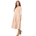 thumbnail image 3 of Women's Casual Basic Comfy 3/4 Sleeve Flare A-line Midi Long Maxi Dress, 3 of 6