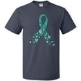 thumbnail image 3 of Inktastic Ovarian Cancer Awareness Teal Ribbon Made of Hearts T-Shirt, 3 of 5
