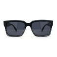 thumbnail image 2 of Mens Matte Square Bevel Thick Horn Rim Gentleman Sunglasses Black Grey Woodgrain, 2 of 4