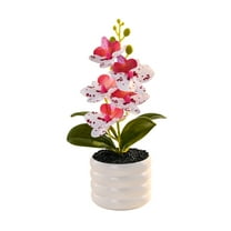 Mauxuk Lifelike Silk Phalaenopsis Bonsai Artificial Flower with Flexible Stems & Weighted Pot, Realistic Home Office Wedding Decor, 8.66x2.56 Inches