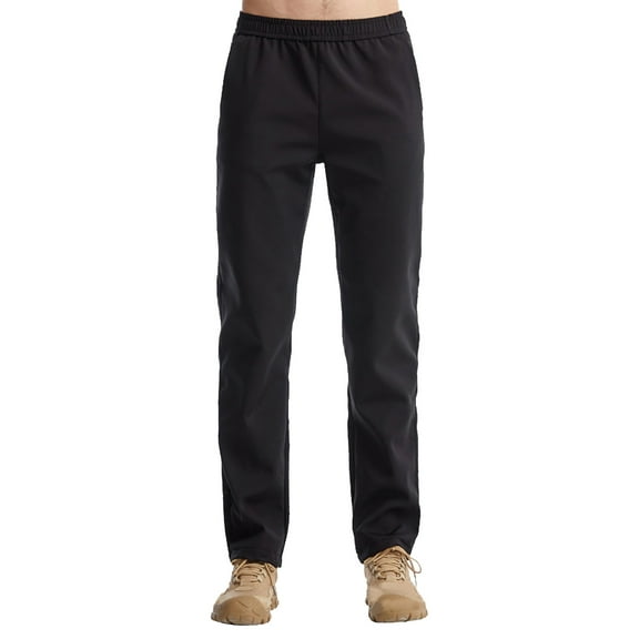 Men's Casual Pants Men's Casual Warm Solid Windproof Outdoor Pants Pocket Drawstring Trousers Black 4XL