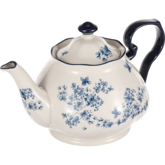 Grusce 1.3L Vintage Floral Pattern Ceramic Teapot, Dishwasher Safe High Temperature Resistant Ceramic Coffee Pot for Home Tea House