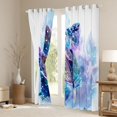 thumbnail image 3 of jejeloiu Blue Purple Feather Blackout Curtains Set of 2 (52x84 Each),Watercolor Graffiti Aesthetic Window Curtains For Girls Kids, 3 of 6