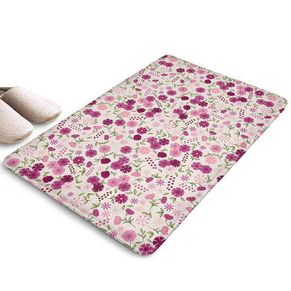 Pink Pioneer Flower Pattern Flannel Non Slip Door Rugs,Washable Door Mats Indoor,Decorative Door Mats,Dirt-Resistant and Absorbent Doormat for Entrance,Bedroom,Kitchen,Bathroom,23.5x16in(60x40cm)