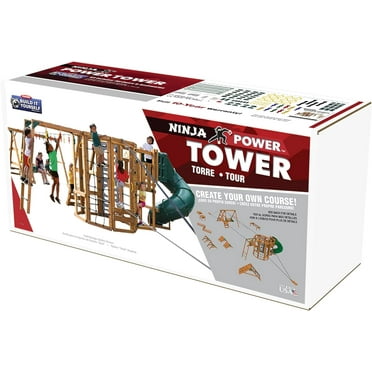 PlayStar Ninja Power Tower 3 Design Options Swing Set Accessories with 24 Activities, Metal, 61 lbs