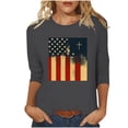 thumbnail image 1 of Wo-Fusoul T-Shirt pour Femmes, Haut à Col Rond Imprimé à Manches Trois Quarts, Chemise Décontractée à Manches 3/4, 1 of 6