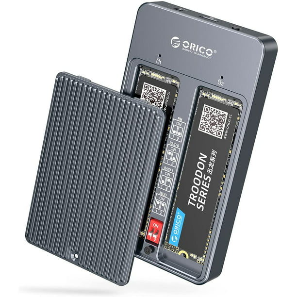 ORICO Hard Drive Dual Bay M.2 SATA SSD Enclosure RAID USB3.1 Gen2 Type C 10Gbps B-Key/B+M Key State Drive Case for SSD Size 2230/2242/2260/2280 Support UASP - Walmart.com