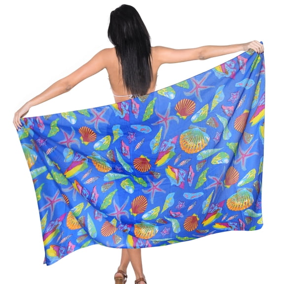 HAPPY BAY Women's Swimwear Summer Wraps Beach Bikini Long Vacation Swim Cover up Pareos Bathing Suit Beachwear Sarong Coverups One Size Blue_D236