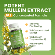 (2 Pack) Mulittea Mullein Leaf Capsules - Herbal Dietary Supplement for Lung Detox & Healthy Breath - 240 Capsules