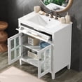 thumbnail image 2 of 30" Bathroom Vanity with Ceramic Sink, with Adjustable Shelf and Tip-Out Tray, Bathroom vanity with Solid Wood Legs, Silver Metal Knobs and Soft Close Hinges, White, 2 of 11