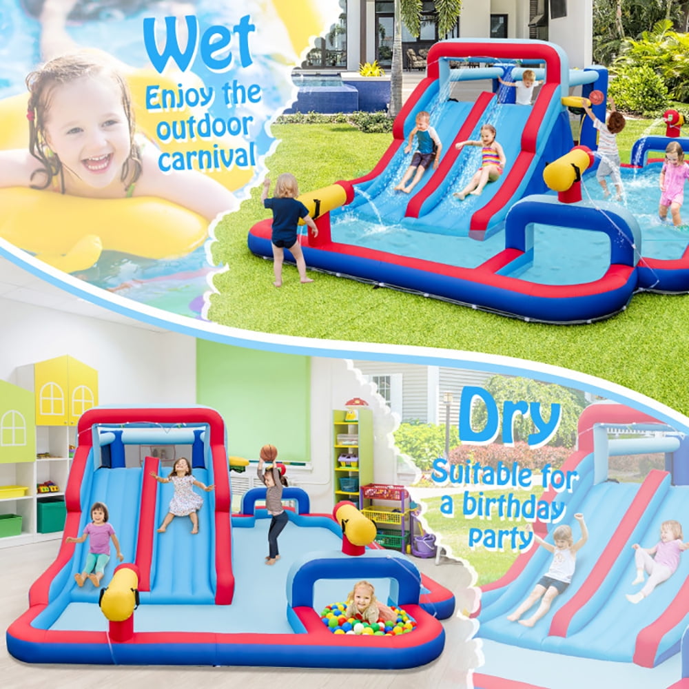 Aimee Lii Inflatable Bounce House with 2 Water Slides and 3 Water Cannons With 750W Blower, Toddlers Boys Girls Backyard Party Gifts Aimee Lii Inflatable Bounce House with 2 Water Slides and 3 Water Cannons With 750W Blower, Toddlers Boys Girls Backyard Party Gifts