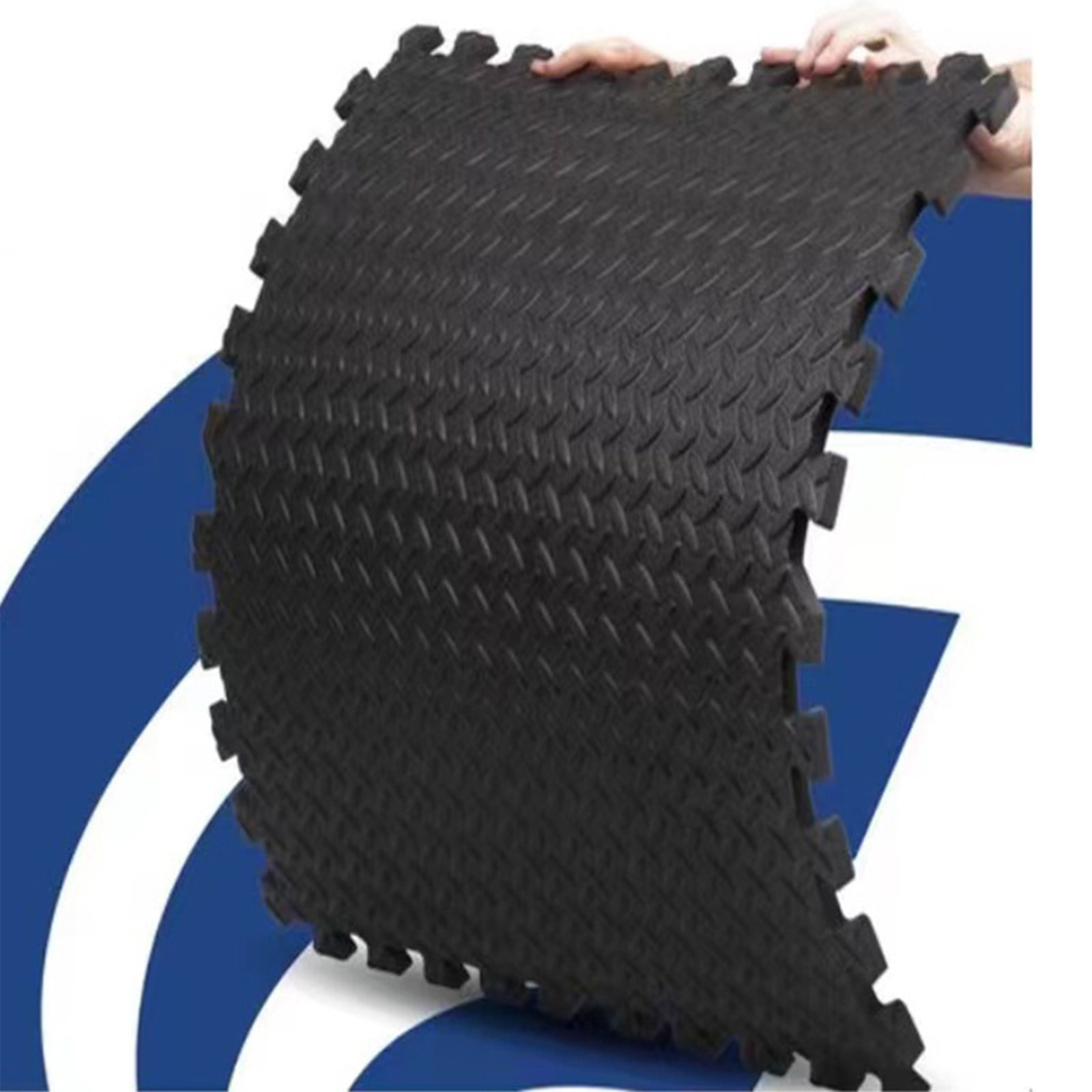 12-Pack EVA Foam Interlocking Floor Mats - 3/4" Thick Puzzle Exercise Mats for Home Gym, Workouts & Kids Play Area - Non- Black Diamond Plate Design