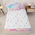 thumbnail image 4 of Manfei Blue Ocean Waves Zipper Twin Comforter Sets with Fitted Sheet and 2 Pillowcases,Pink Sand Zipper Bedding Set,Colorful Stars Reversible,4pcs, 4 of 8
