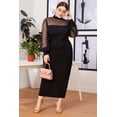 thumbnail image 3 of Women's Plus Size Dress Elegant Mesh Lantern Sleeve Split Hem Dress, 3 of 6