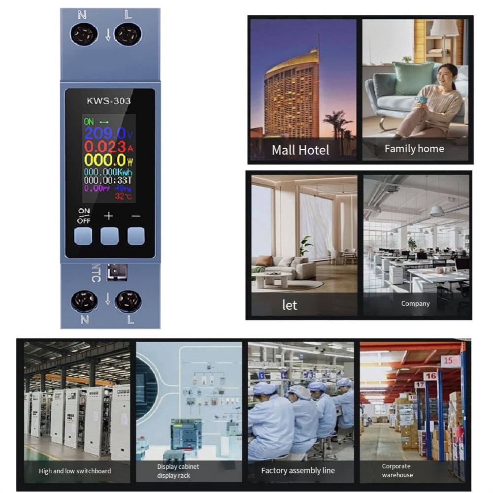 KWS-303 MultiFunctional Din Rail AC Power Meter 40A Smart Voltage Current Meter