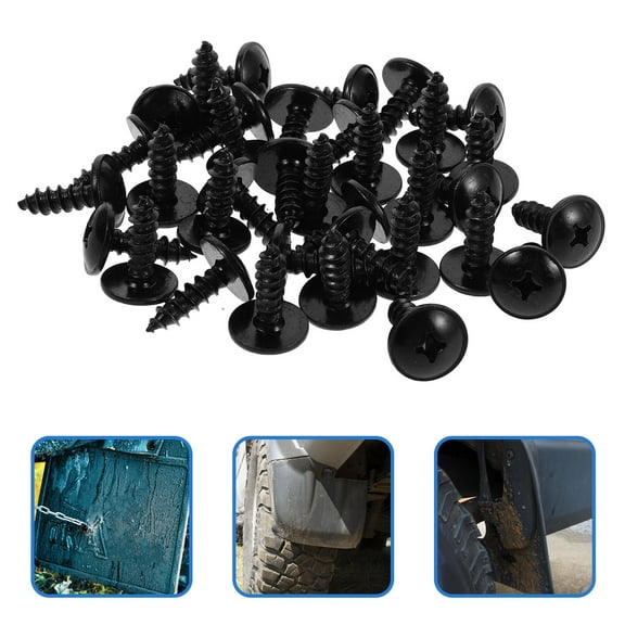 FRCOLOR 50pcs Black Plated Self Tapping Screws for Car Mud Flaps Liner and Splash Guard Compatible Automotive Kit
