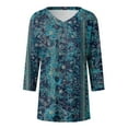 thumbnail image 5 of zaveiop 3/4 Sleeve Shirts for Women Henley T Shirts Loose Fit Tunics Dressy Casual Work Blouses Fall Fashion Tops (Navy, XXL), 5 of 5