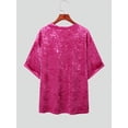 thumbnail image 4 of INCERUN Men's Short Sleeve Tops + Shorts Set Velvet Blend Summer Two-piece Suits, 4 of 7