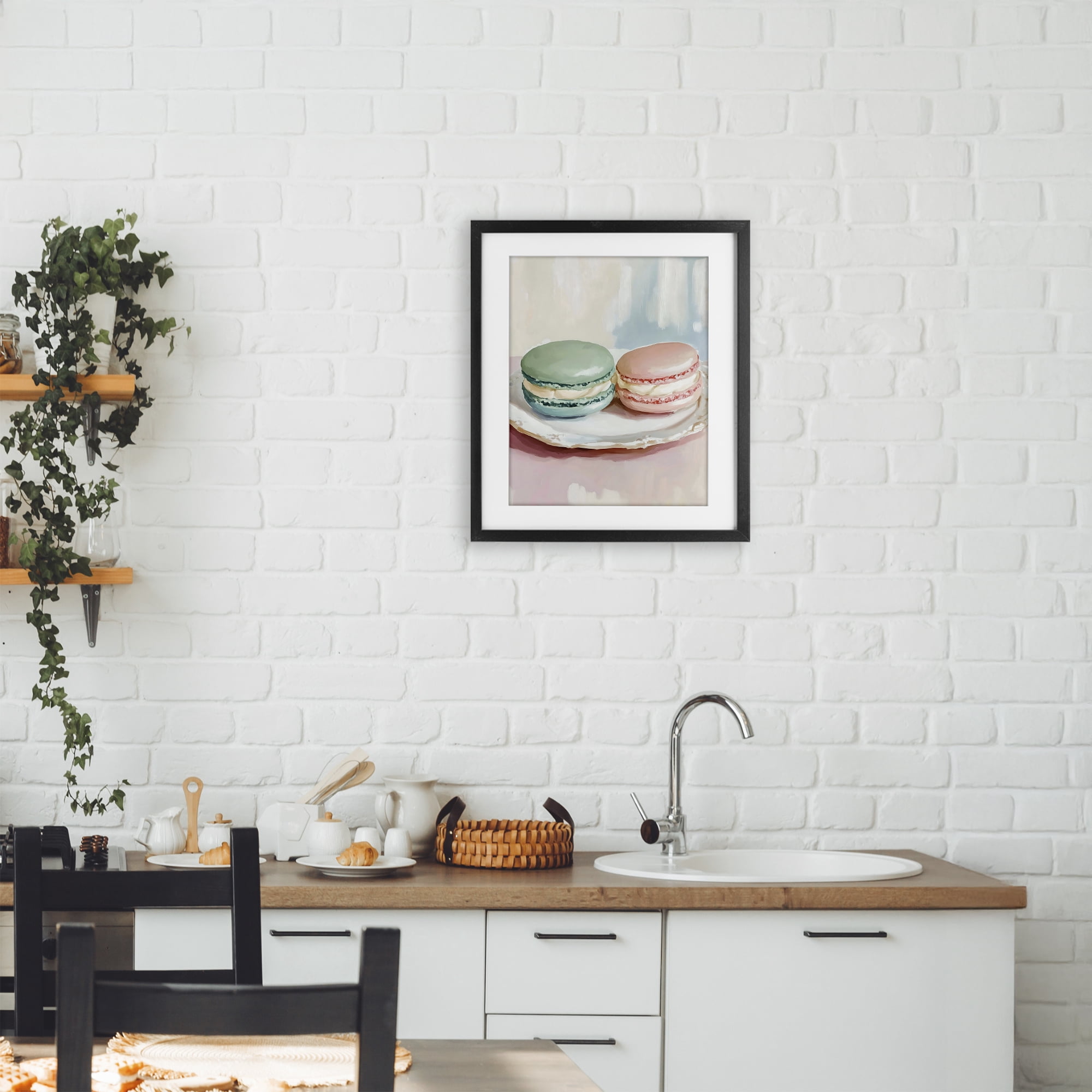 Stupell Industries Pastel Macarons on Plate Black Framed Print Under Glass, design by The Prints Vibe