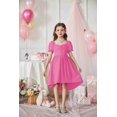 thumbnail image 3 of Arshiner Girls Summer Dress Puff Sleeve High Low Swing Cassual Formal Dresses with Pocket, 3 of 7