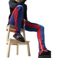 thumbnail image 5 of Ma Croix Mens Stripe Track Pants Skinny Fit Elastic Athletic Training Joggers, 5 of 6