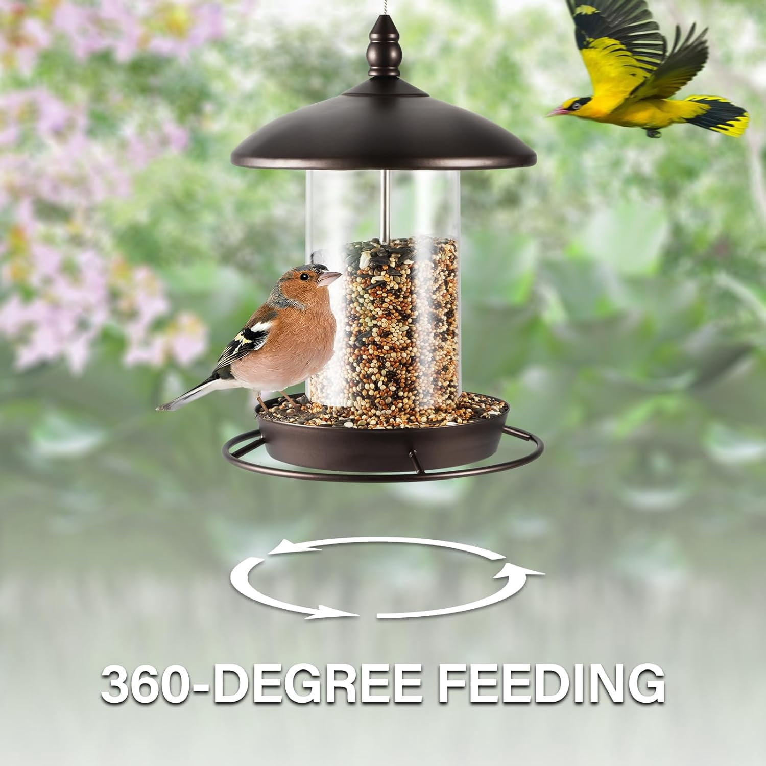 KEENSTONE Bird Feeder for Outdoors - 360° Feeding Perch