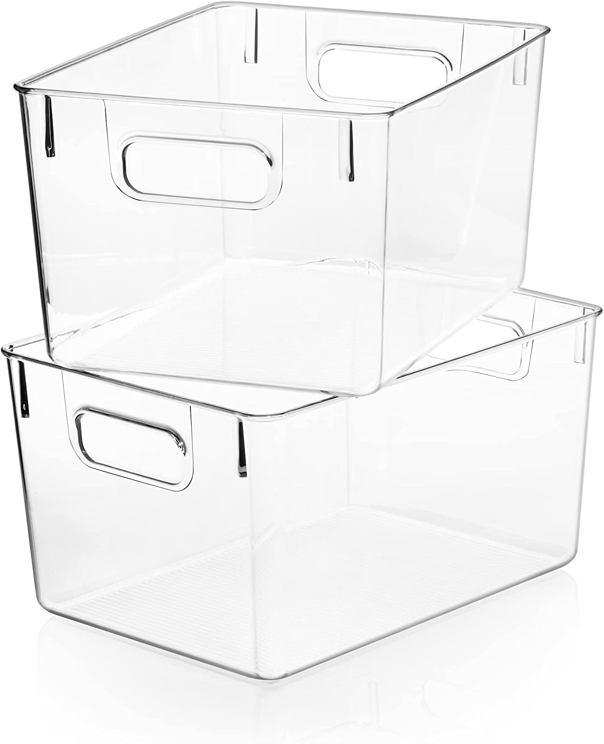 Clear Large Plastic Storage Bins, 2Pcs Food Storage Bins w/Handle for