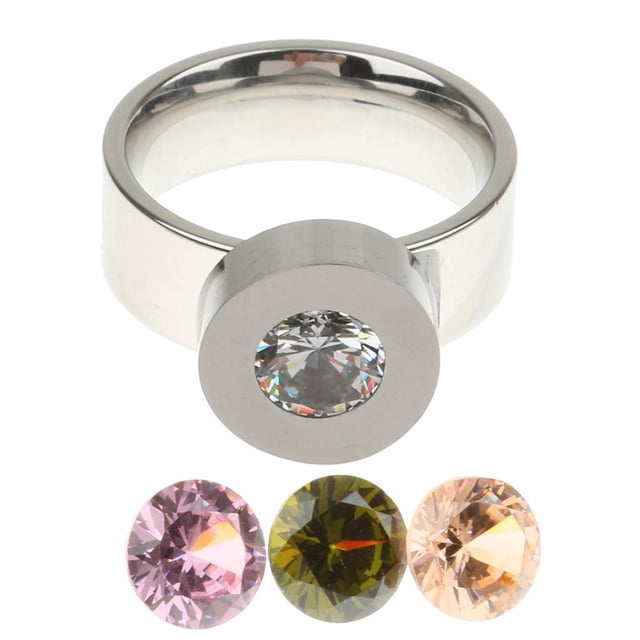 de Dedo Intercambiable de Acero Inoxidable con Circonita de 4 Colores Crystal UK L1 / 2-V1 / 2 Zulema Anillo de dedo