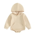 thumbnail image 3 of QHFBli Unisex Baby Boy Girl Clothes Hooded Sweatshirts Solid Color Long Sleeve Hoodies Toddler Top Beige 3-6 Months, 3 of 3