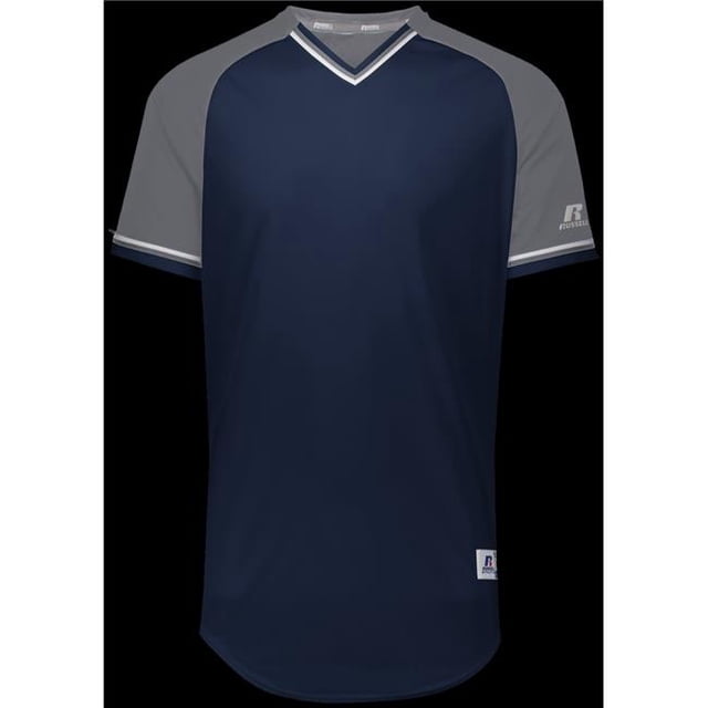 Adult Classic V-Neck Jersey - Navy, Steel & White - Medium