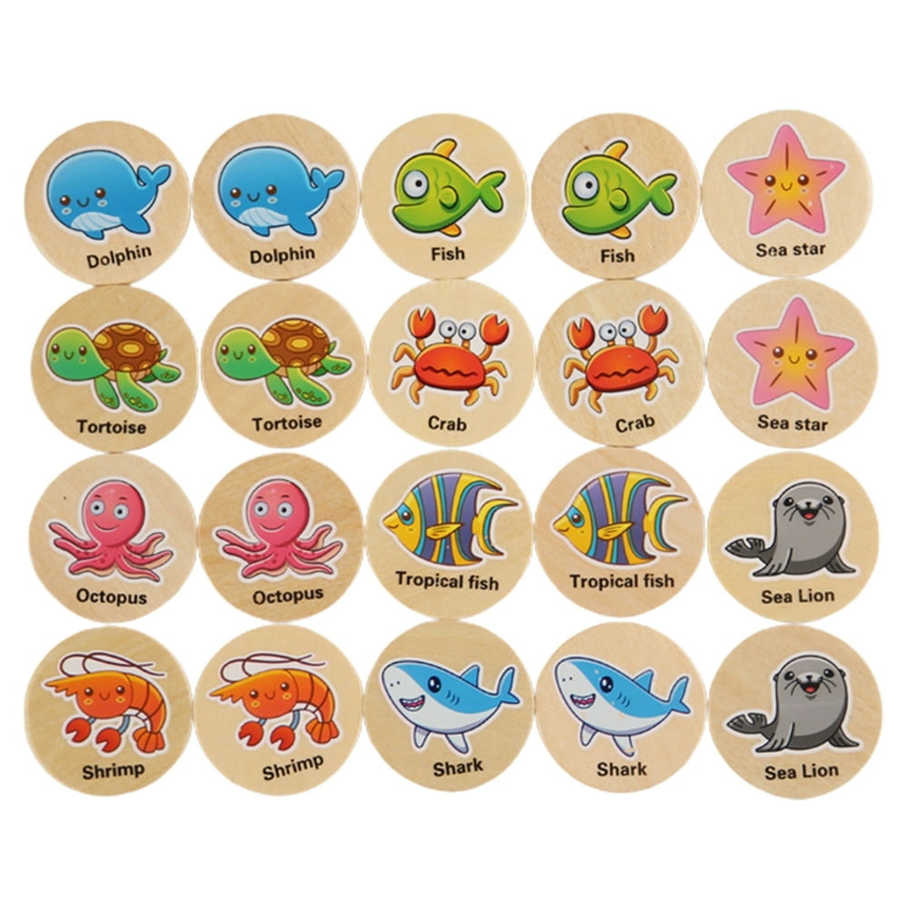 MesaSe Wooden Match Memory Game For Kids  20pc Memory Matching Cards  Educational Memory Matching Game For Pre-Kindergarten Early Learning Development