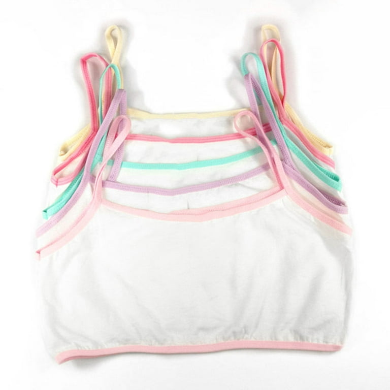 fanshao Kids Girls Spaghetti Strap Underwear Maiden Cotton Sports Brassiere  Training Bra