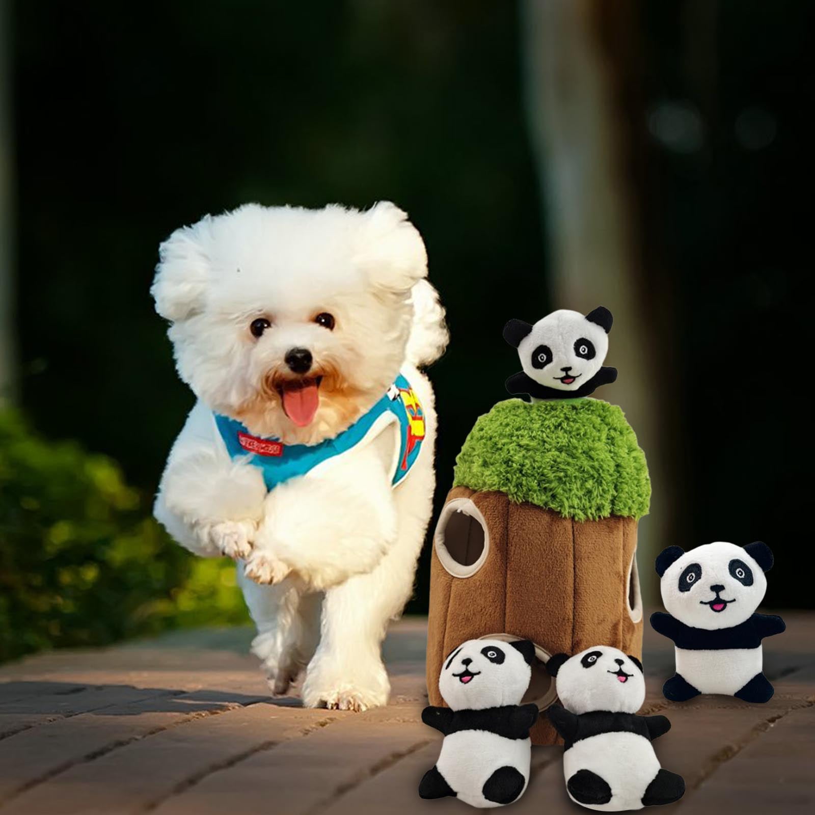 ZPAQI 5 Pieces Plush Dog Toy Hide Seek Burrow Interactive Squeak Puppy Puzzle Toys